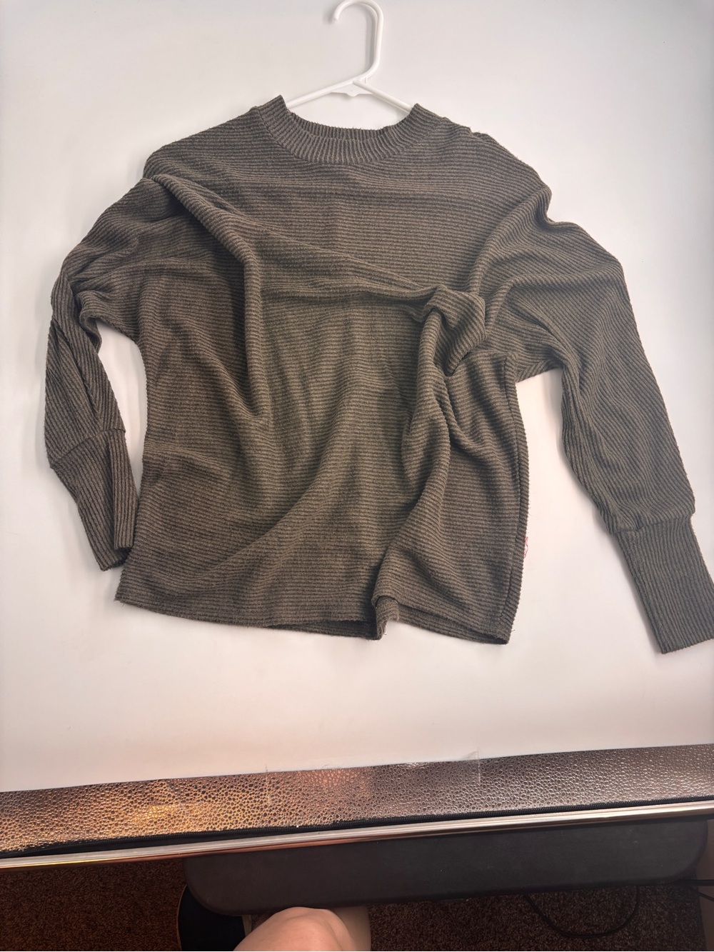 Olive Green Knit Crewneck Sweater
